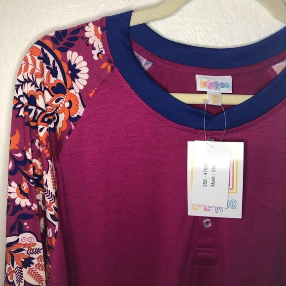 LuLaRoe Pink Long-Sleeve Henley “Mark” 3X BNWT - Picture 8 of 12